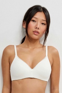 Sutien cu push-up ușor, fără arcuri, din bumbac și plumetis, Gisela 1-10080 alb
