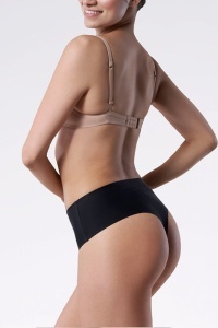 Chiloți damă fără cusături, cu talie înaltă, Julimex Simple String Maxi Negru lateral
