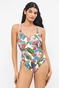 Costum de baie întreg, plus size, cupe fixe și fără arcuri, din material piqué, Gisela 2/30381
