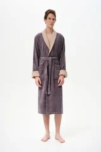 Halat baie unisex din bumbac frotir, cu glugă, Esli SF02, fata