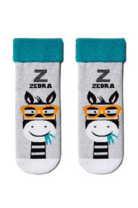 Șosete copii flaușate cu model Zebra, Conte Kids Sof-Tiki 436