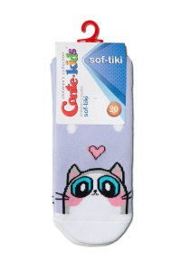 Șosete flaușate cu buline și model pisică, Conte Kids Sof-Tiki 434 - Img 3
