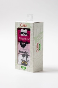Șosete haioase din bumbac, în cutie cadou Conte Elegant 763 (3 perechi)