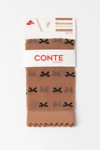 Șosete poliamidă 1-2 cu model fundițe Conte Fantasy 25C-178CP Natural ambalaj