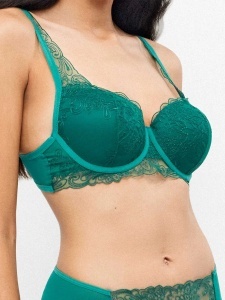 Sutien bralette dantelat, cu acoperire completă și arcuri, Gisela 2/10166 verde lateral