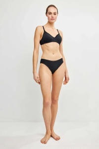 Sutien cu push-up ușor, fără arcuri, din bumbac și plumetis, Gisela 1-10080 negru fata