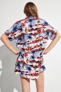Tunică plajă cu imprimeu tropical, Gisela 2/40007 - Img 3