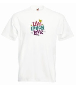 Tricou personalizat alb "live laugh love" bărbați