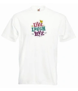 Tricou personalizat alb "live laugh love" bărbați