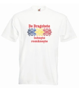 Tricou personalizat alb "iubește românește" bărbați