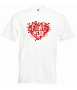 Tricou personalizat alb "love you" bărbați