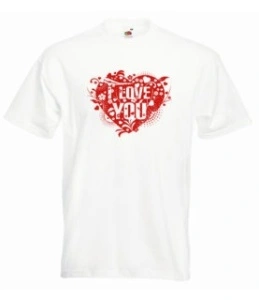 Tricou personalizat alb "love you" bărbați
