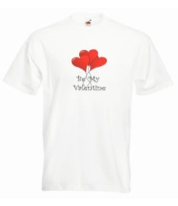 Tricou personalizat alb "be my Valentine" baloane bărbați