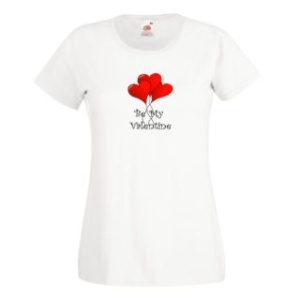 Tricou personalizat alb "be my Valentine" baloane femei