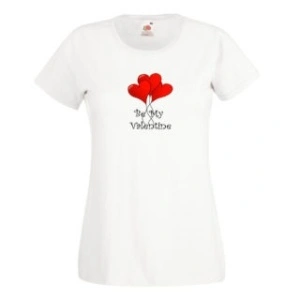 Tricou personalizat alb "be my Valentine" baloane femei