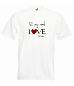Tricou personalizat alb "all you need is love" bărbați