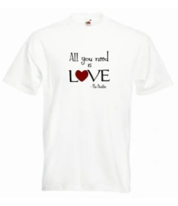 Tricou personalizat alb "all you need is love" bărbați