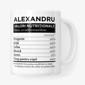 Cană personalizatǎ "valori nutriționale"