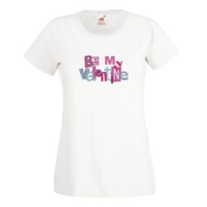 Tricou personalizat alb "be my Valentine" femei
