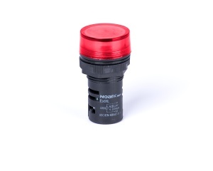 Lampă semnalizare cu montaj pe uşă, capişon plat, rezistiv, roşu, 24V AC/DC Noark 105425