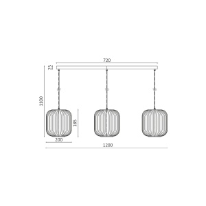 PENDUL LINIAR S009S-3H-1xE27-OPAL-NEGRU - Img 4