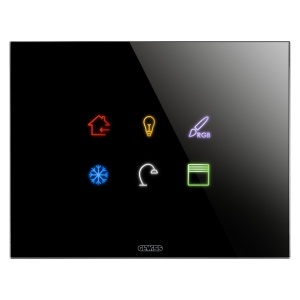 Placă tactilă ice KNX - în sticlă - 6 zone tactile - negru - Chorusmart Gewiss GW16946CN