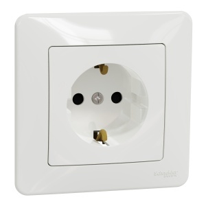 Priza 2P+E cu obt. si rama decorat., alb Schneider Sedna Design & Elements SDD311021