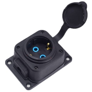 PRIZA APLICATA 1x16A CAUCIUC/CAPAC IP44 NEGRU