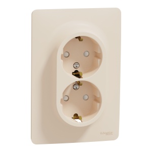 Priza dubla 2P+E 16A, obt, bej Schneider New Unica NU206744