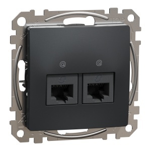 Priza dubla RJ45 Cat5E UTP antracit Schneider Sedna Design & Elements SDD114452