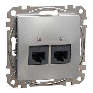 Priza dubla RJ45 Cat6 UTP aluminiu Schneider Sedna Design & Elements SDD113462