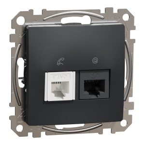 Priza RJ11-RJ45 Cat6 UTP antracit Schneider Sedna Design & Elements SDD114468