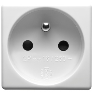 Priză standard franceză 250V c.a. - 2P+E 16A - 2 module - sistem alb Gewiss GW20207