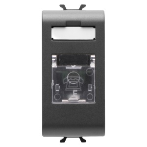 Priză telefonică standard internațională - RJ11 - borne cu înșurubare - 1 modul - negru Gewiss GW12401