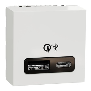 Incarcator rapid dbl USB A+C 18W 2m alb Schneider New Unica NU301918