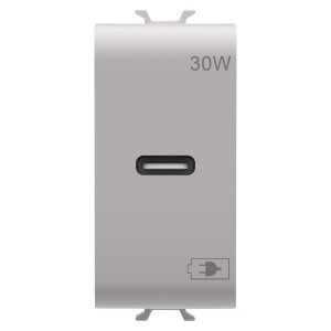 Încărcător USB - tip C - cu power delivery (pd) 30W - bej natural satinat - 1 modul Gewiss GW13415