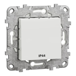 Intrerupator IP44+suport fixare, alb Schneider New Unica NU528218