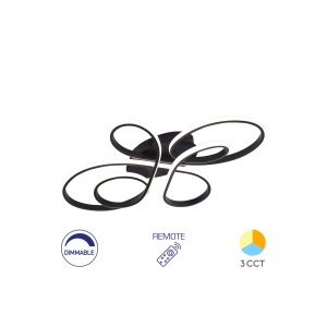 LUSTRA LED 65W NELA-SR2 RND-Telecomanda-DIM IP20 NEGRU