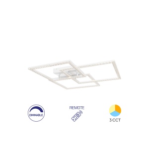 LUSTRA LED 80W CRYSTAL-3IN1-telecomanda-DIM-ALB