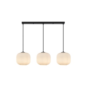 PENDUL LINIAR S009S-3H-1xE27-OPAL-NEGRU