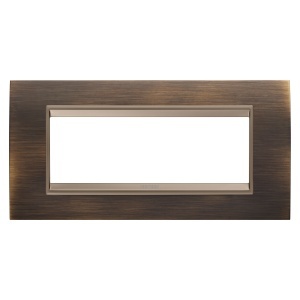 Placă lux - in metal - 6 module - alamă antică - cadru interior bronz mat închis Gewiss GW16206XQ