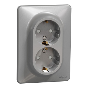 Priza dubla 2P+E, obt, aluminiu Schneider Sedna Design & Elements SDD313221