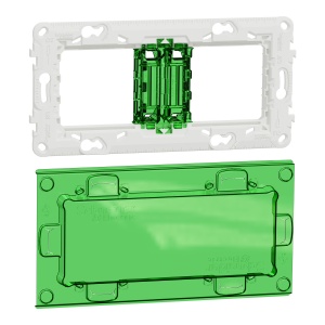 Suport fix plastic+capac protectie 4m/2p Schneider New Unica NU7004PC