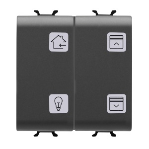 Panou cu butoane cu simboluri interschimbabile - KNX - 4 canale - 2 module - negru Gewiss GW12787