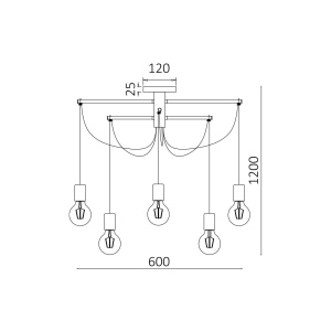PENDUL G004C-6H-6xE27 CU CABLU NEGRU - Img 4