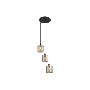 PENDUL TRIUNGHI S008R-3H-3xE14-SLV STICLA