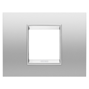 Placă lux - in metal - 2 module - gri magnetic - cadru interior gri magnetic mat Gewiss GW16202XR