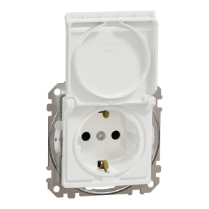 Priza 2P+E, IP44, obt+capac, alb Schneider Sedna Design & Elements SDD211023