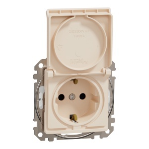 Priza 2P+E obt+capac, IP44 f. surub, bej Schneider Sedna Design & Elements SDD212024