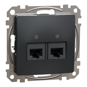 Priza dubla RJ45 Cat6 UTP antracit Schneider Sedna Design & Elements SDD114462